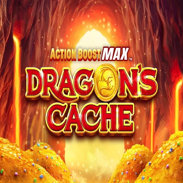 Action Boost Max Dragon's Cache logo – Slots by SpinPlay Games at Leon Casino