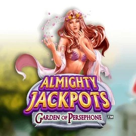 Almighty Jackpots: Garden of Persephone slot logo by Novomatic at Leon Casino